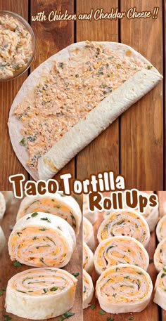 this is an image of taco tortilla rolls with chicken and chedda cheese