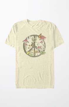 FIFTH SUN Peace Mushrooms T-Shirt | PacSun Unique Fashion Style, V Line, Recycled T Shirts, Rose T Shirt, Boyfriend T Shirt, Top Graphic Tees, Tees For Women, Tour T Shirts, Love T Shirt