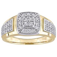 a men's diamond ring set in yellow and white gold