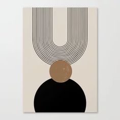 a black and beige poster with a man's head in the center, surrounded by lines