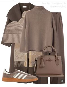 Mocha Mousse Outfit, Adidas Spezials, Neutral Winter Outfit, Beige Beanie, Brown Wool Coat, Outfit Brown, Mocha Mousse, Workwear Casual, Easy Winter Outfit