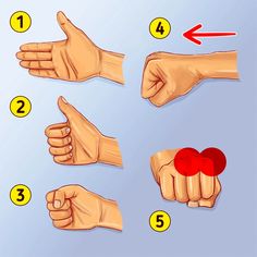 the instructions for how to do an exercise with two hands and one hand holding a red object