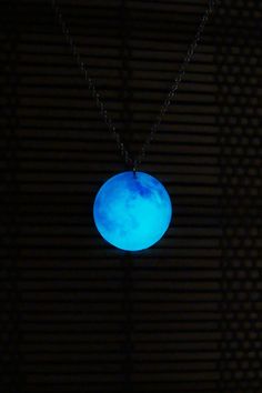 Aqua Pendant, Moonglow Necklace, Night Necklace, Glowing Moon, Full Moon Necklace, Glowing Necklace, Dark Jewelry, Necklace Moon, Moon Moon