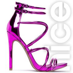 Get Strappy In This Sexy, Night-Out Heel. Dainty Tubular Straps Crisscross For A Foot-Flattering Look That Goes With Any Evening Outfit. Material: Faux-Leather. Imported. Color: Magenta Outside Heel Height: 4.75" Fit: True To Size Shaft Height: 4.75" Closure: Functional Back Zip And Adjustable Buckles Imported Condition: Mint. Never Worn. Evening Outfit, Color Magenta, Evening Outfits, Shoe Dazzle, Criss Cross, Shoes Women Heels, Night Out, Heel Height, Shoes Heels