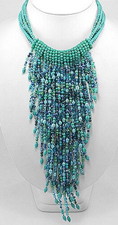 This listing is for one Gorgeous Blue Pearl and Turquoise Cascade Necklace. 18" Long 270mm long x 110mm wide  = 10.6" x 4.3" (bottom bib part) Beautiful natural Freshwater Pearl dyed dark blue and sky blue, accented with reconstructed Turquoise and seed beads. Secure Solid Sterling Silver Lobster Clasp. Your satisfaction is important to me and 100% guaranteed, or your money back! For other great jewelry see my store here--->eBay Seller: totalheaven: items on eBay.com Sign up for my email newsletters by adding my eBay Store to your Favorites. Bid With Confidence. All My Auctions Are Genuine And Exactly As Described. Good Luck & Thank You For Looking. Auction Terms & Conditions: We expect email communication from the winning bidder within 72 hours. USA residents free 1st class shipping and h Cascade Necklace, Polymer Clay Necklace, Clay Necklace, Necklace Statement, Blue Pearl, Bib Necklace, Fine Jewellery Necklace, Turquoise Blue, Statement Pieces