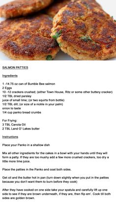 the recipe for salmon patties is shown