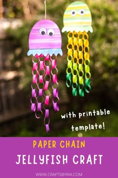 paper chain jellyfish craft with printable template for kids to make it looks like they are