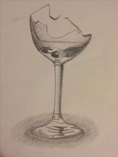 a drawing of a wine glass that is half filled with water and half empty in it