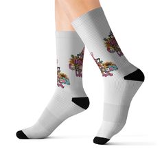 Chicken Whisperer Socks, Chicken Socks, Funny Chicken Sock, Chicken Lover Gift, Chicken Mama Socks, Farm Theme Socks, Socks, Holiday Socks. These high-quality socks with sublimated print provide optimum comfort with style wherever one might go - a subtle accent to complement an office look or an eye-catching statement for an extravagant outfit.  NB! Dark color prints tend to make the side-seams more noticeable. .: Material: 95% polyester, 5% spandex .: 3 different sizes .: Unisex regular fit .: Ribbed tube .: Cushioned bottoms .: NB! Printed with flat sublimation method. Color discrepancy can be seen on side seams Chicken Socks, Fun Socks Sublimation, Cow Socks, Novelty Cotton Winter Socks, Winter Novelty Cotton Socks, Chicken Lover Gifts, Holiday Socks, Chicken Humor, Chicken Lovers