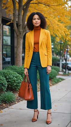 Elevate your workwear this fall with a fitted turtleneck and high-waisted pants. Perfect for a chic office look.         #FallFashion #TurtleneckStyle #HighWaistedPants #OfficeChic #FallWorkwear #fallfashiontrends #falloutfitsforwomen #falloutfitswomen #falloutfitideas #fashionista #styleInspo #ootd #streetStyle #fashionTrends #fashionBloggers #fashionLovers #fashiondesigner #fashionkids #fashionweek Pants Outfit Work, Colour Combinations Fashion, Color Combos Outfit, Thanksgiving Outfits, Color Combinations For Clothes, Classy Fashion, Trendy Fall Outfits, Stylish Work Outfits, Casual Work Outfits