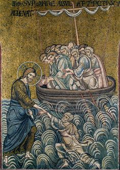 an image of jesus in a boat with other people