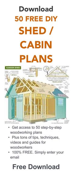 the 50 free diy shed / cabin plans is shown in this manual for beginners