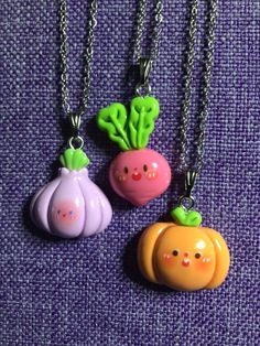 (18,102) Onion Cuties Necklace and Earrings  Polymer Clay Onion: 7/8" x 3/4" Radish: 1" x 1/2" Pumpkin: 3/4" x 7/8" Earrings on rhodium ear wires Necklaces on 16" rhodium chain  Super cute! Earrings Polymer, Wire Necklace, Earrings Polymer Clay, Clay Charms, Necklace And Earrings, Ear Wires, Favorite Jewelry, Jewelry Sets, 20 Cm