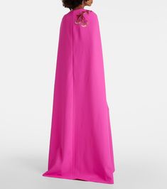 Mattia caped embellished gown in pink - Safiyaa | Mytheresa Embellished Gown, Cinched Waist, Color Names, Fashion Styles, Tech Accessories, Cape, Color Design, Silk, Pink