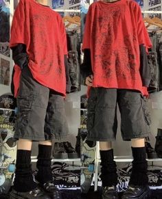 Cool Alt Outfits Male, Goth Attire For Men, Cargo Shorts With Leg Warmers, Porter Geiss Icon, Twink Fashion Outfits, Spring Grunge Outfits Men, Emo Outfit Inspo Masc, Outfit Inspo Alt Masc, Y2k Grunge Outfits Masc