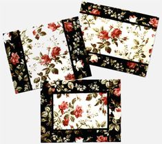 four place mats with flowers on them