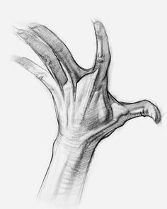 a black and white drawing of a hand reaching for something