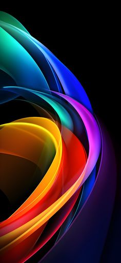 an abstract image of colorful lines on a black background