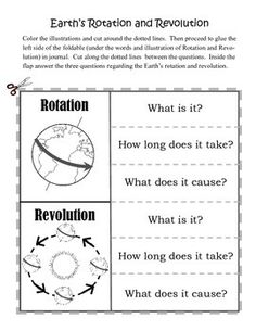 the earth's revolution and revolution worksheet with answer sheet for students to use