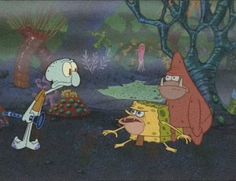 spongebob and his friends are in the woods