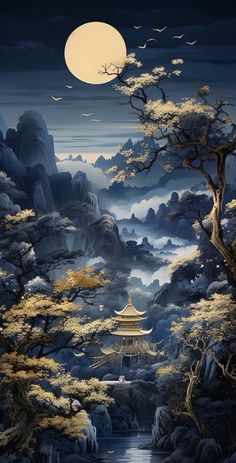 Chinese Background, Chinese Wallpaper, Adventure Time Wallpaper, Galaxies Wallpaper, Art Gallery Wallpaper, Phone Wallpaper Patterns, Fantasy Paintings