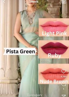 Green Dress Lipstick Colour, Combination Skin Makeup, Makeup Routine Guide, Makeup Combo, Lipstick Colour, Makeup Life Hacks, Lipstick For Dark Skin