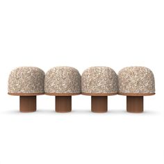 three small stools sitting next to each other