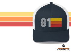 This six-panel trucker cap with a mesh back will be a comfy and classic choice for a perfect day in the sun.  * Structured, mid-profile, six-panel cap * 47/25/28 cotton/polyester/nylon * Hard buckram front panels * Mesh back * Permacurv visor, matching under-visor * Plastic adjustable closure * 3-1/2" crown * Head circumference - 21 5/8" to 23 5/8" Expedited or rush shipping upgrades are currently not available.  PROCESSING TIME: Orders can take up to 7 business days for production which includes the embroidery, inspection, packaging, and shipping. This does not include transit time by the carrier.  (You may experience delays during the holidays.) RETURNS / EXCHANGES: I do not accept returns, but contact me if there are issues with your order. I can accept exchanges for sizing issues but o Cool Shirts For Girls, Girl Trucker, Outfit Retro, Mens Trucker Hat, Design Layouts, Hat Ideas, Retro Ideas, Hat For Men, Retro Tee