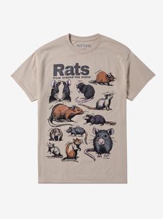 Everything you need to know about the greatest species on earth is right on this tee! Identify some critters with this informative shirt on  featuring an infographic of different rats.100% cottonWash cold; dry lowImportedListed in men'sunisex sizes Funny Shirt For Men, Unhinged Tee Shirts, Hot Topic Shirts Graphic Tees, Alternative Graphic Tees, Snarky Shirts, Rat Shirt, Wine Shirt, Graphic Tee Shirt, Cool Clothes