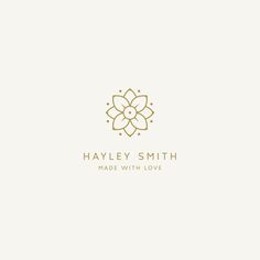 the logo for hayley smith made with love, which features a flower and dots