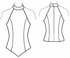 the front and back view of a women's top with an open neckline