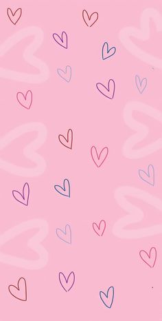 many hearts are drawn on a pink background