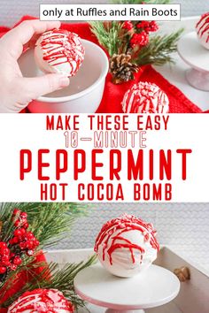 this peppermint hot cocoa bomb recipe is easy to make and uses only 3 ingredients