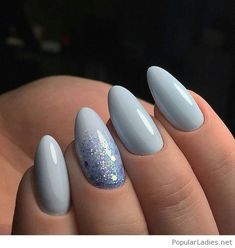 Nails Grey, Sky Blue Nails, Gray Nails, Prom Nails