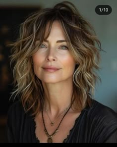 Wavy Shag Bob, Glam Shag Hair, Shoulder Length Wavy Shag, Celebrity Shag Haircut, Girly Shag Haircut, Women’s Shag Haircut Curly, Ash Brown Hair With Highlights, Wavy Shag, Shag Bob