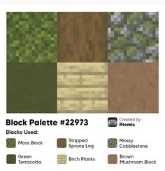 an image of different types of plants in the same color scheme and text that reads block palette 20973