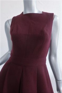 Proenza Schouler Dress Burgundy Wool-Blend Size 4 Sleeveless Fit & Flare Mini - Gently worn. Great condition. No flaws. 37% wool, 36% acrylic, 27% nylon Proenza Schouler Dress, Proenza Schouler, Fit & Flare, Wool Blend, Neck Dress, High Neck Dress, Size 4, Mini Dress, Wool