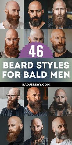 46 Bold Beard Styles to Complement Your Bald Look: A Comprehensive Style Guide - Welcome to BadJeremy.com – Your ultimate guide to men’s style and hair. Look sharp, feel great! Bald Men Facial Hair Styles, Black Beard Styles, Mens Beard Styles Short, Faded Beard, Viking Beard Styles, Different Beard Styles