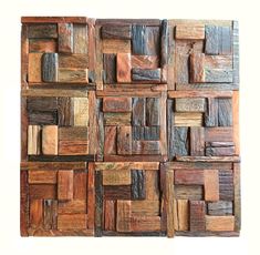 a wall made out of wooden blocks