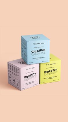 three boxes stacked on top of each other with the words, calming and inspirators