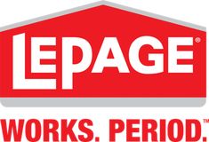 the logo for lepage works period, which has been changed to include red and white letters