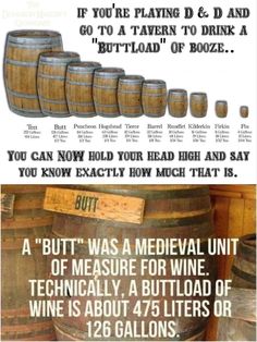 an advertisement for wine barrels with the caption, if you're having d & d and go to a tavern to drink a bot