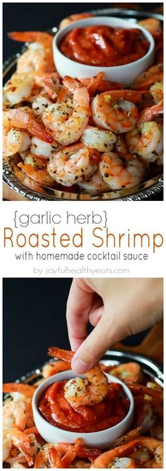 the recipe for roasted shrimp with homemade cocktail sauce