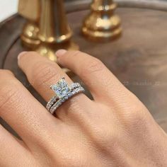 #moissanitebridalsetring #princesscut #engagementring #moissanitejewelry #whitegold Princess Cut Engagement Ring Set, خواتم خطوبة, Princess Cut Ring, Moissanite Wedding Ring Set, Princess Cut Engagement, Engagement Rings Princess, Princess Cut Moissanite, Moissanite Bridal Sets, Future Engagement Rings