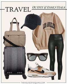 Travel Style Outfit Edit - The House of Sequins Outfit Edit, Casual Travel Outfit, Comfortable Travel Outfit, Airport Travel Outfits, Looks Kate Middleton, Comfy Travel Outfit, Airplane Outfits, Fashion Travel Outfit, Comfy Travel