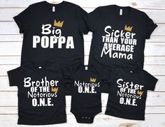 three matching shirts that say, sister, brother, and one another with the words'sticker than your average mama '