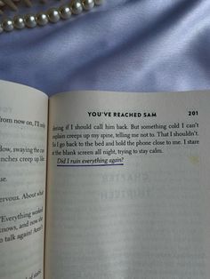 an open book with the words you've reached sam on it and some pearls