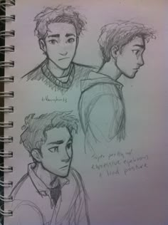 three sketches of the same person in different poses