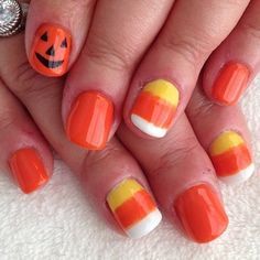 Halloween Nails Diy, Thanksgiving Nail Art, Pumpkin Nails, Nails For Kids