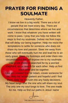 prayer for finding a soulmate with a red heart in the middle and words above it